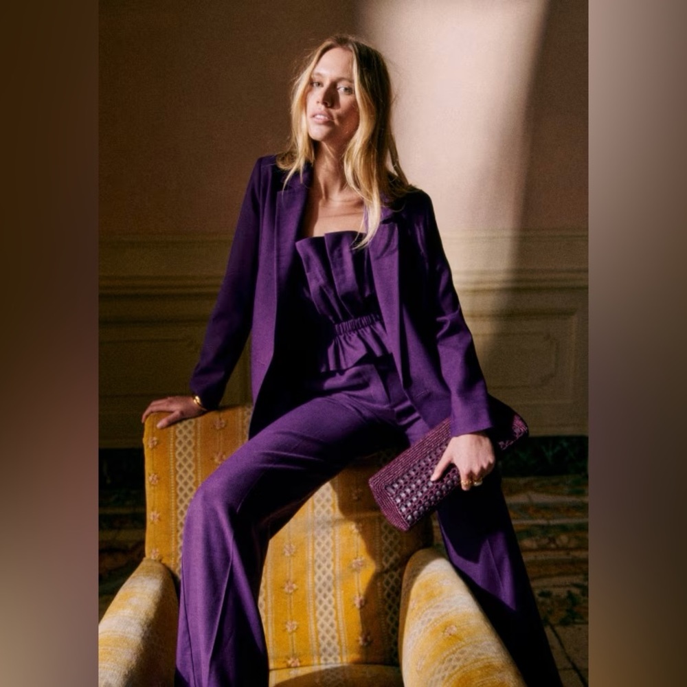 Sezane Agnes double breasted blazer in purple *bnwt*